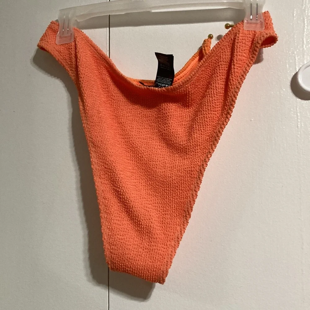 NASTY GAL Crinkle Sexy Cut Ring One Shoulder Bikini Orange Women Size 12